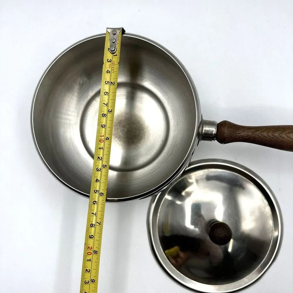 Vintage Stainless Steel Sauce pot With Wooden Handle made in Japan